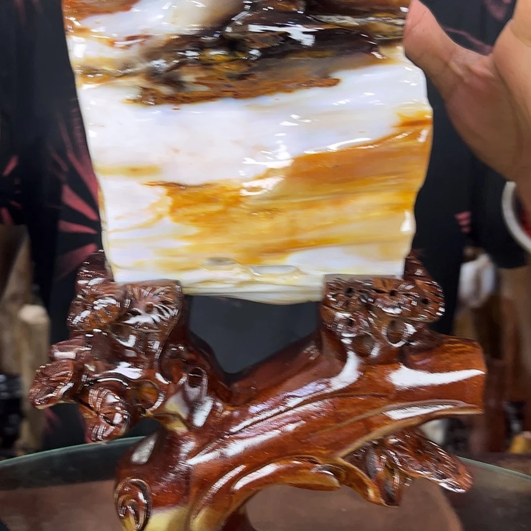 缅甸天然树化玉摆件