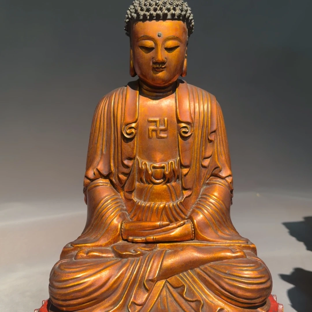 抱***真香榧木阿弥陀佛雕塑一尊