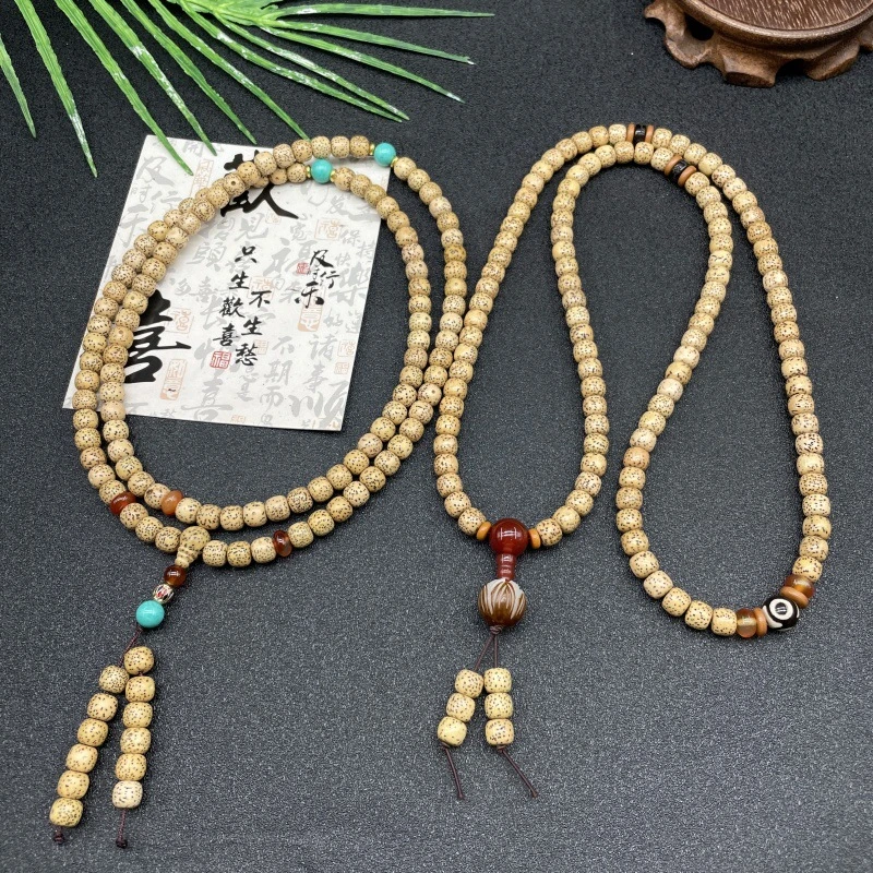 时尚木质108颗籽菩提手串复古长款时尚百搭