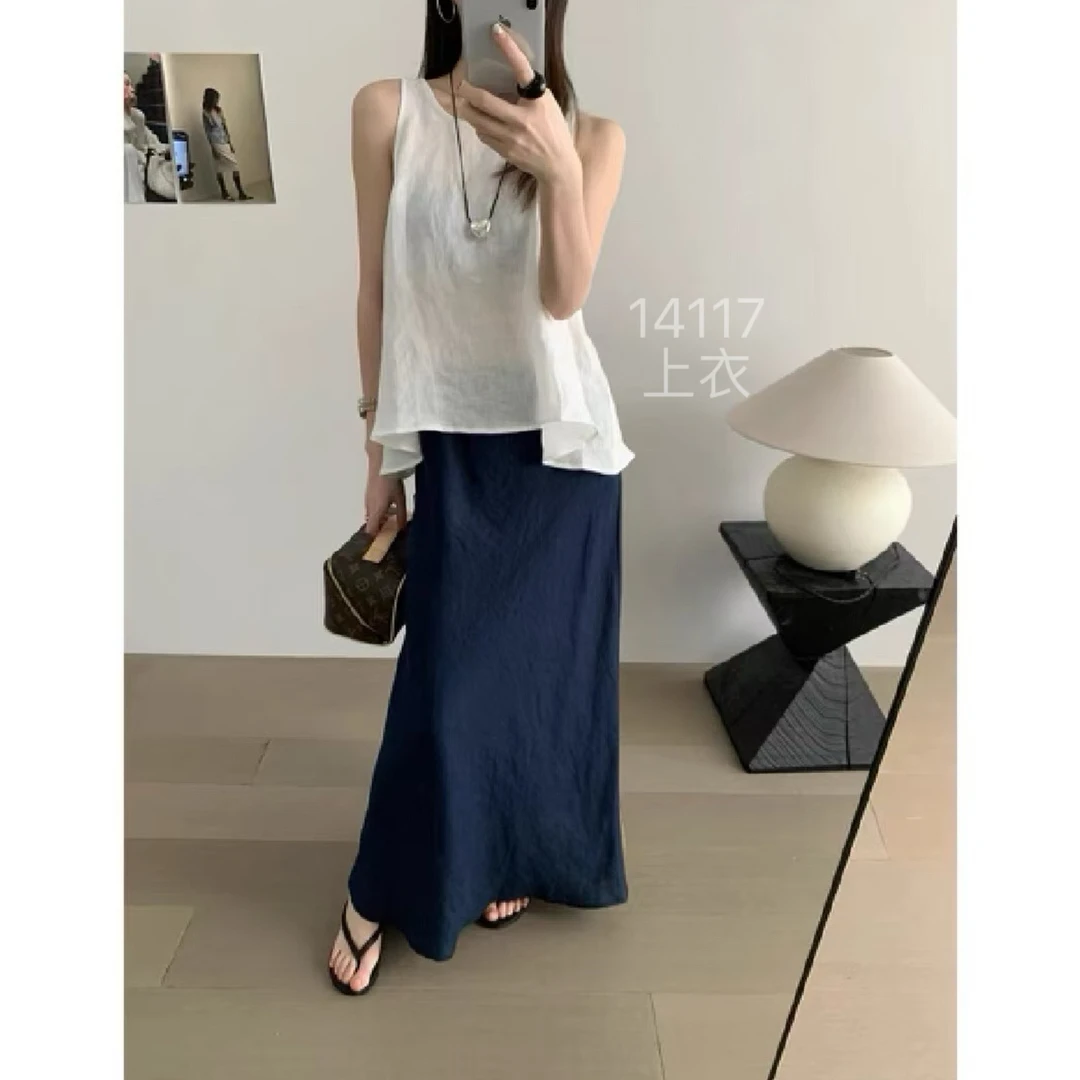 14117 SANFAN  新款下摆不规则衬衣背心