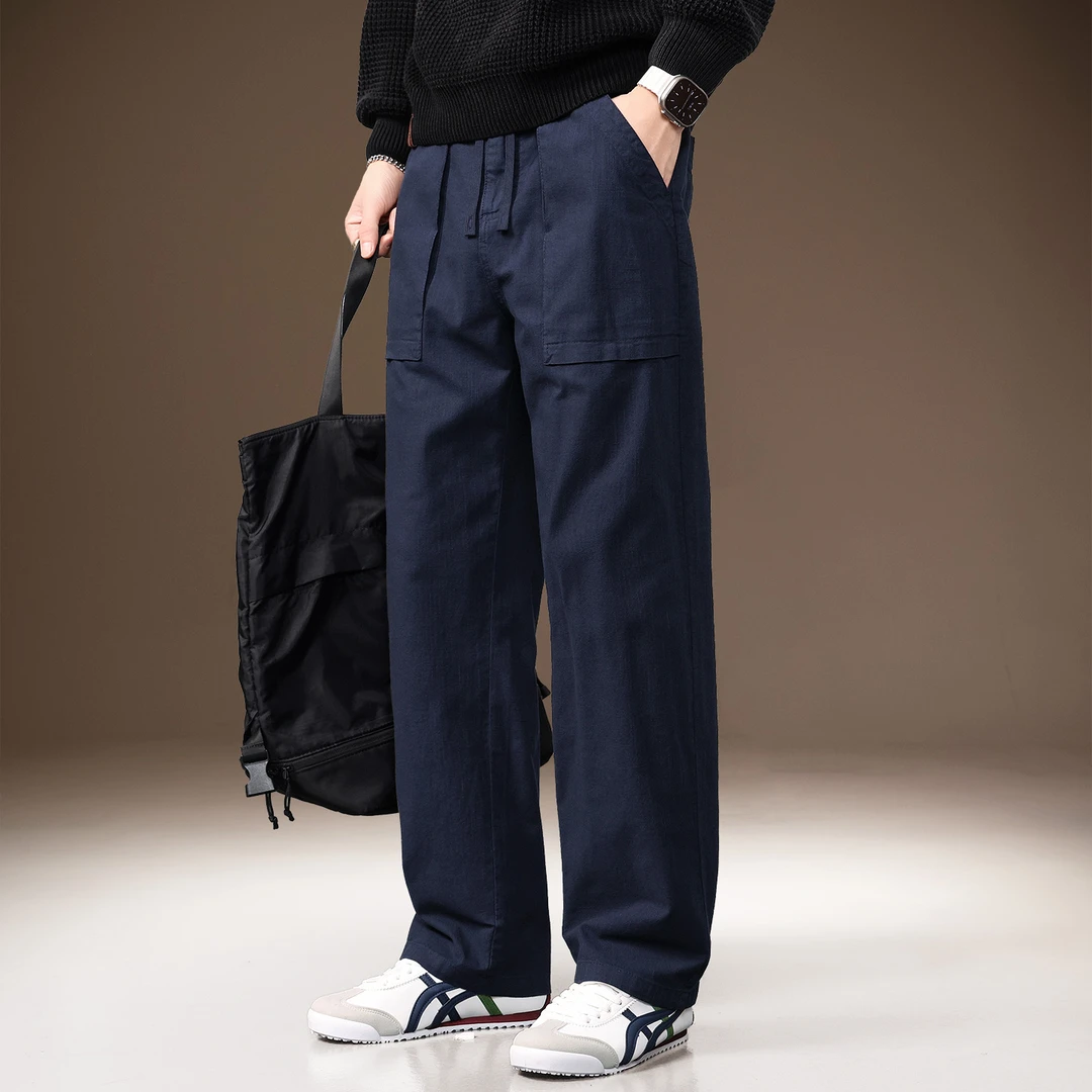 MR.MUDI/穆迪先生高端阿美咔叽竹节纯棉休闲裤男秋季美式复古阔腿