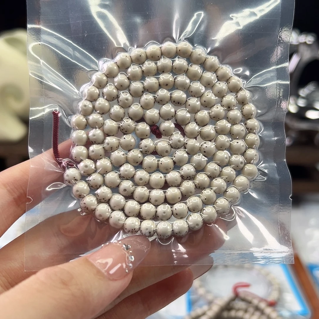 星月菩提手串小琴原白6圆半壁大留白带月108