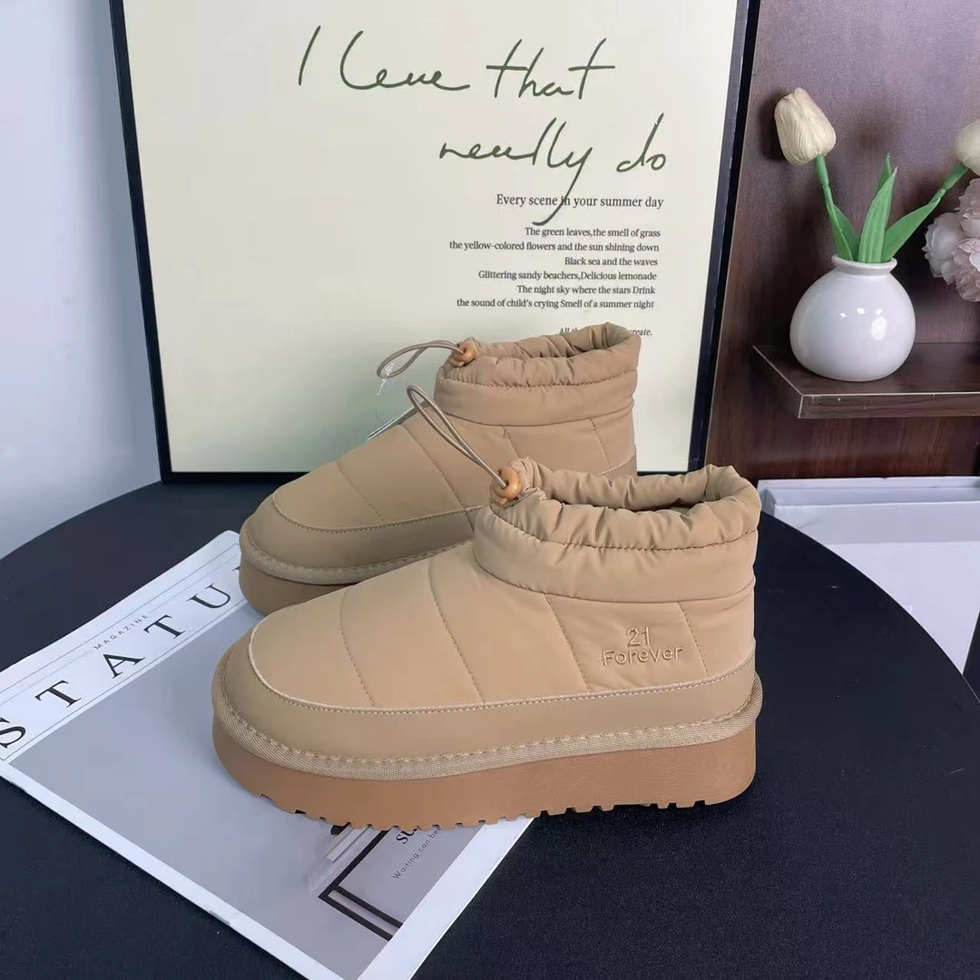 2013驼色加绒加厚防水防滑雪地靴女2025新款冬季短筒零下40度棉鞋