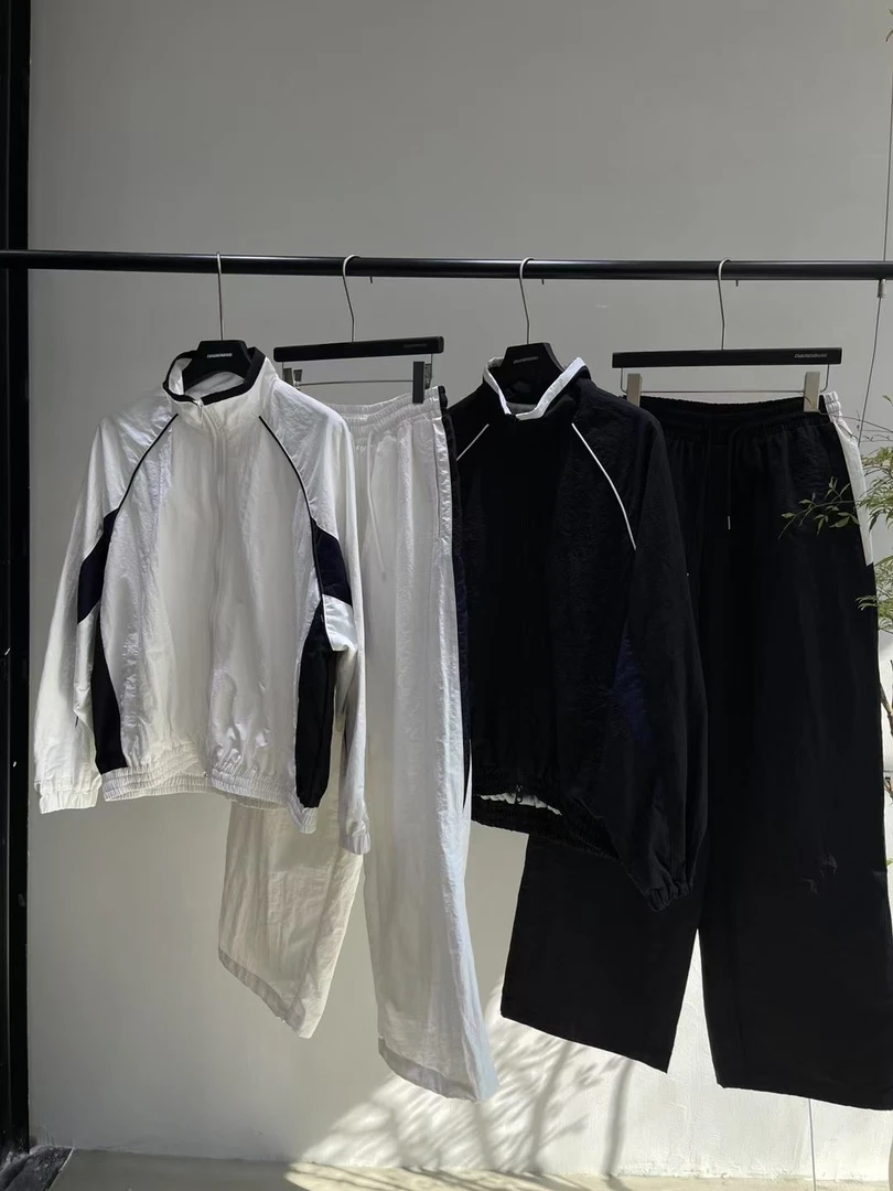 C51003 薄款拼接休闲运动套装宽松时尚套装