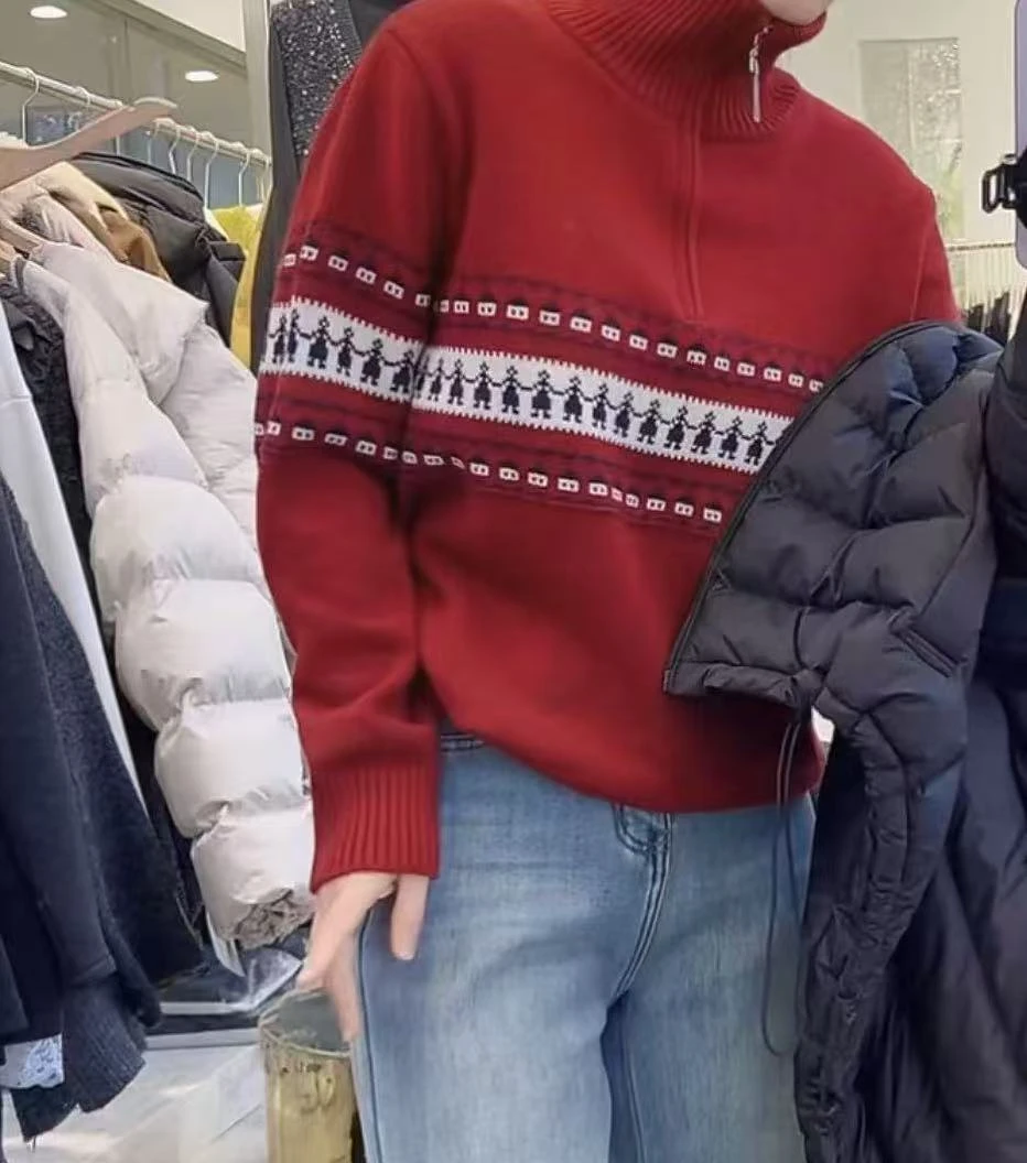 2144冬季时尚半拉百搭针织衫（衣长60CM左右）