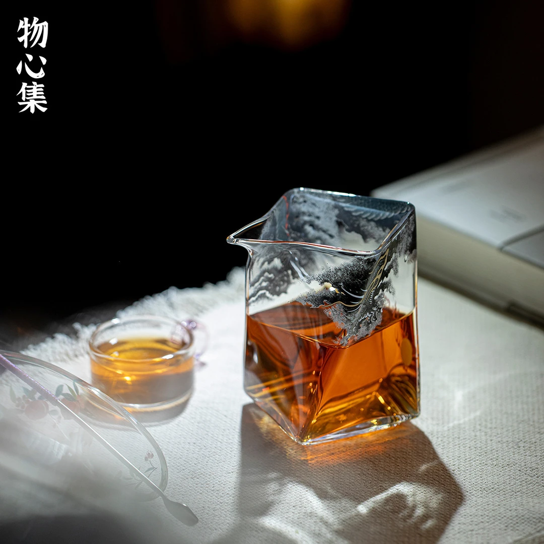 物心集公道杯日式加厚耐高温分茶器高颜值四方公杯单个纯手工茶海