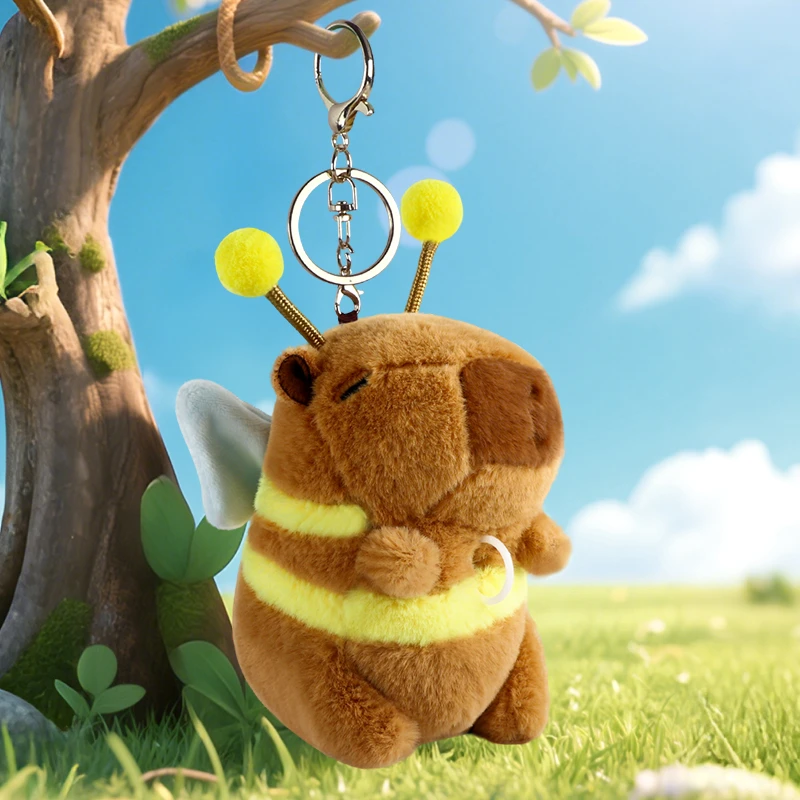 【卓越】拉线蜜蜂卡皮巴拉煽动翅 膀钥匙扣挂件可爱送女友闺蜜礼物