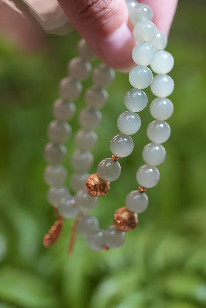 070310WM 和田玉青海料晴水手串规格约：7.9mm多样性发其一