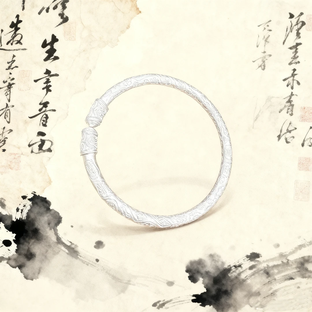 足银手镯 【吉言金箍棒开口镯】足银999古法磨砂简约百搭开口设计