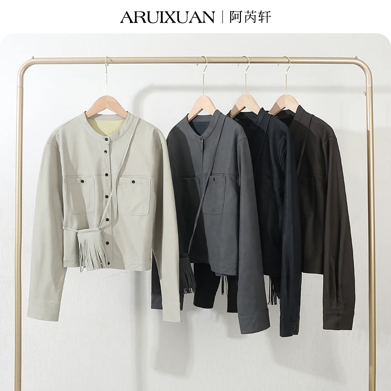 阿芮轩女装皮衣短款外套2025年早秋新款小个子机车服皮夹克
