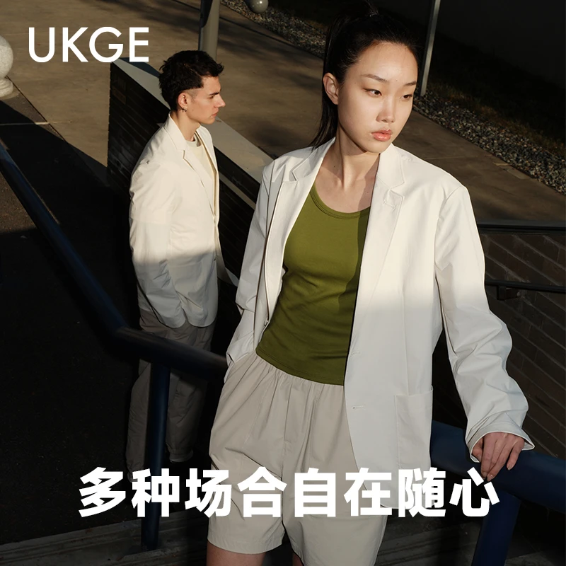 ukge新款男女同款西装外套休闲百搭舒适户外凉感科技面料情侣同款