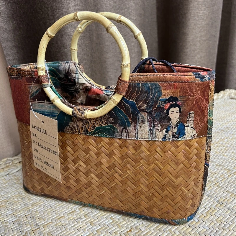 BB054（林艺舎）缎面竹编1号手提包包竹编生活用品