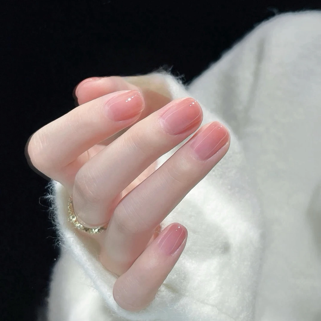 【嫩水蜜桃】夏季爆款短款可拆卸美甲穿戴甲片时尚气质日常学生渐变