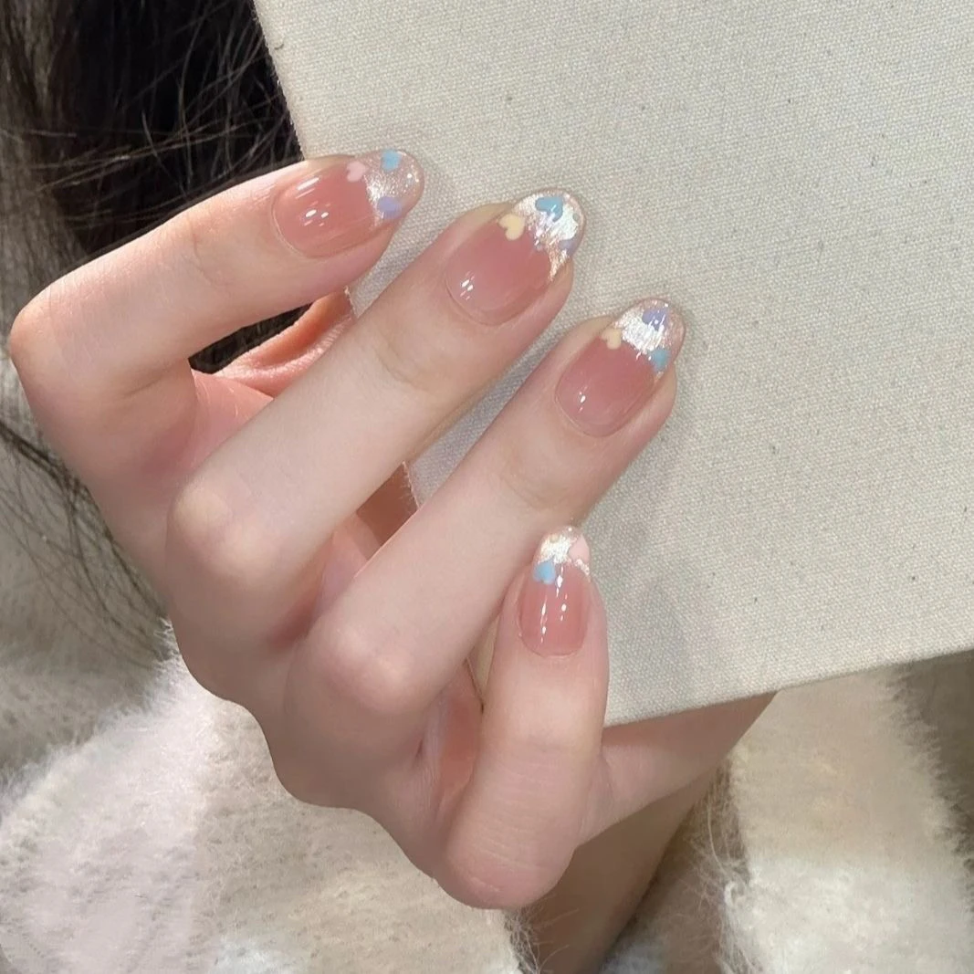 【心动讯号】甜蜜爱心泡泡少女梦幻猫眼纯手绘纯手工美甲贴片