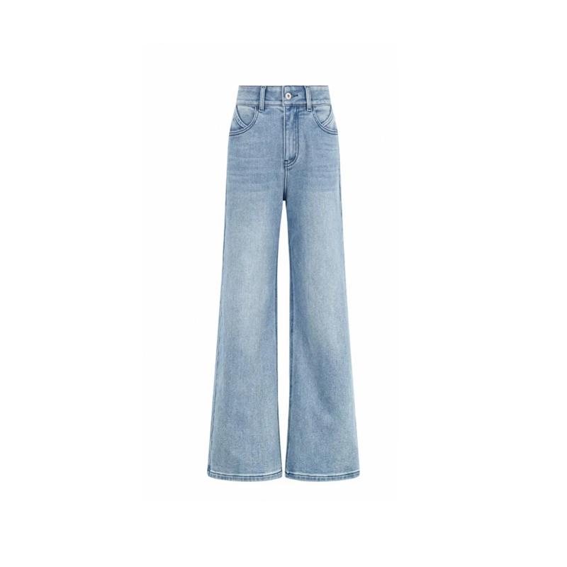 【二哥专属浮利】薄绒阔腿浅色小高光牛仔裤DD3340