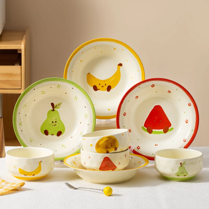 芬利兰缤纷水果4碗4盘8件套陶瓷碗盘创意网红碗碟盘套装-1