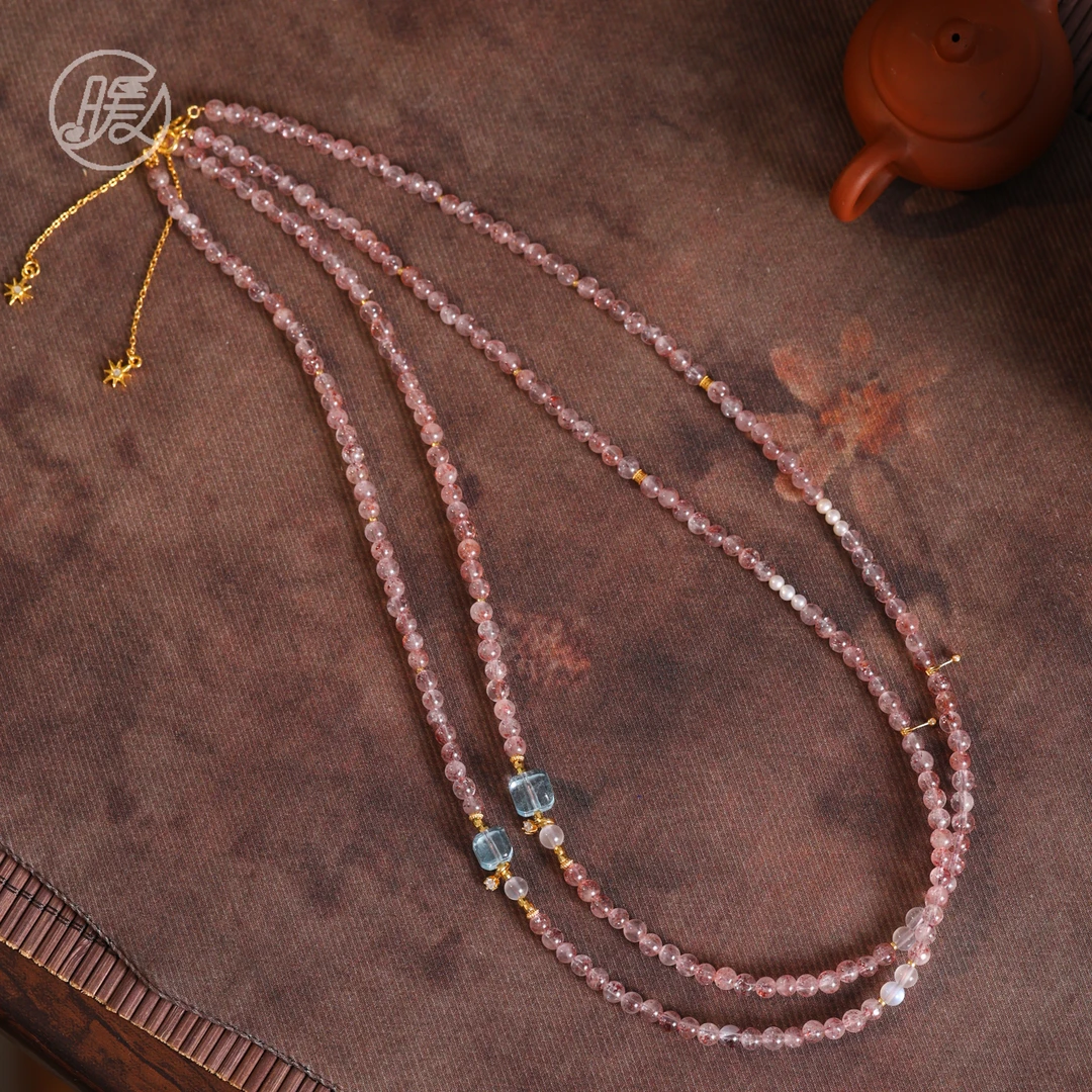 Nuanyan/暖言金草莓颈饰搭配托帕方糖可调节项链Z6368多样性发一