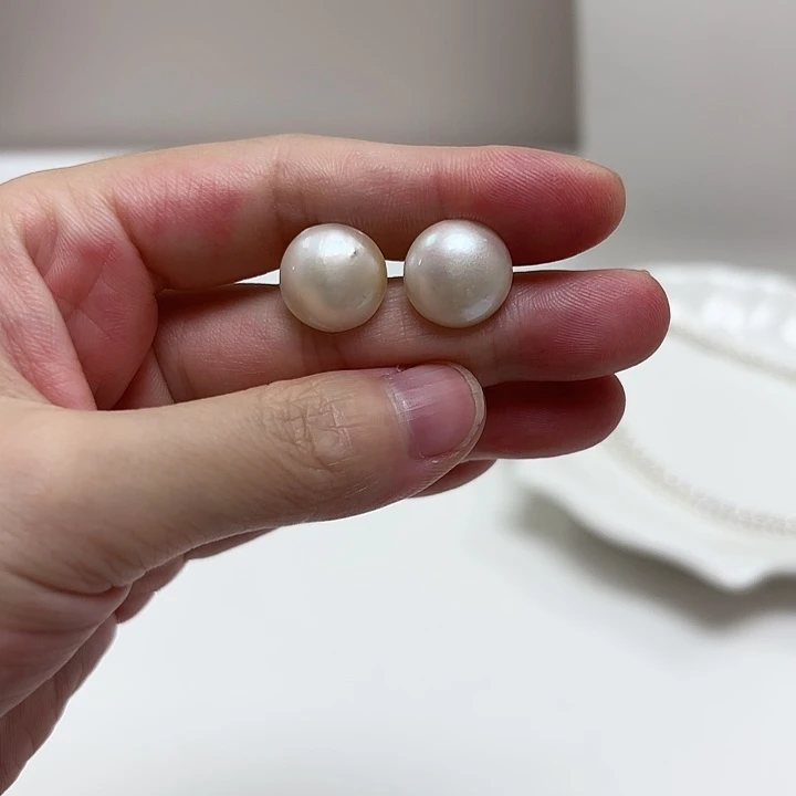 耳饰拼合珍珠（马贝珠）银S925镶嵌