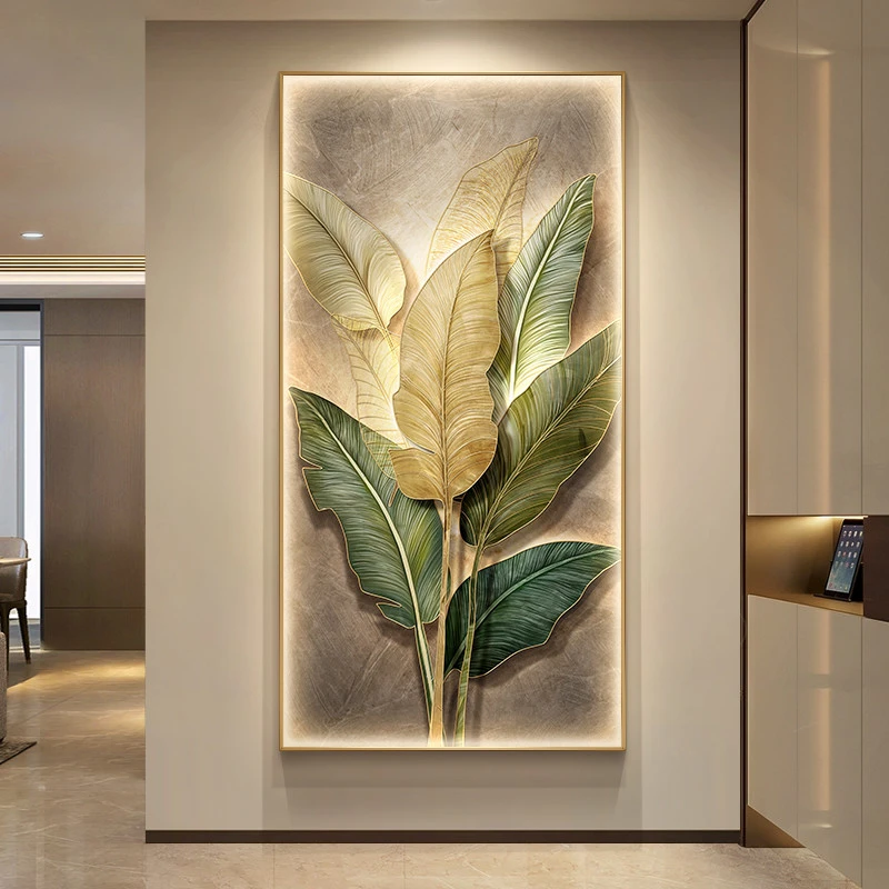家大业大现代轻奢玄关装饰画2025新款竖版入户门挂画高级感壁画灯