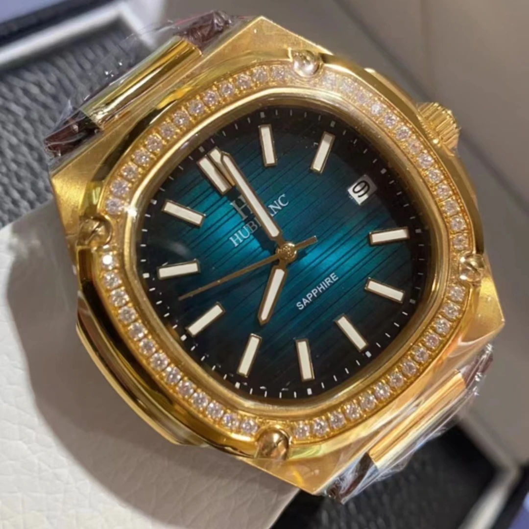 男士金表机械机芯足金999镶钻经典黄金手表奢华鹦鹉螺七夕浪漫礼