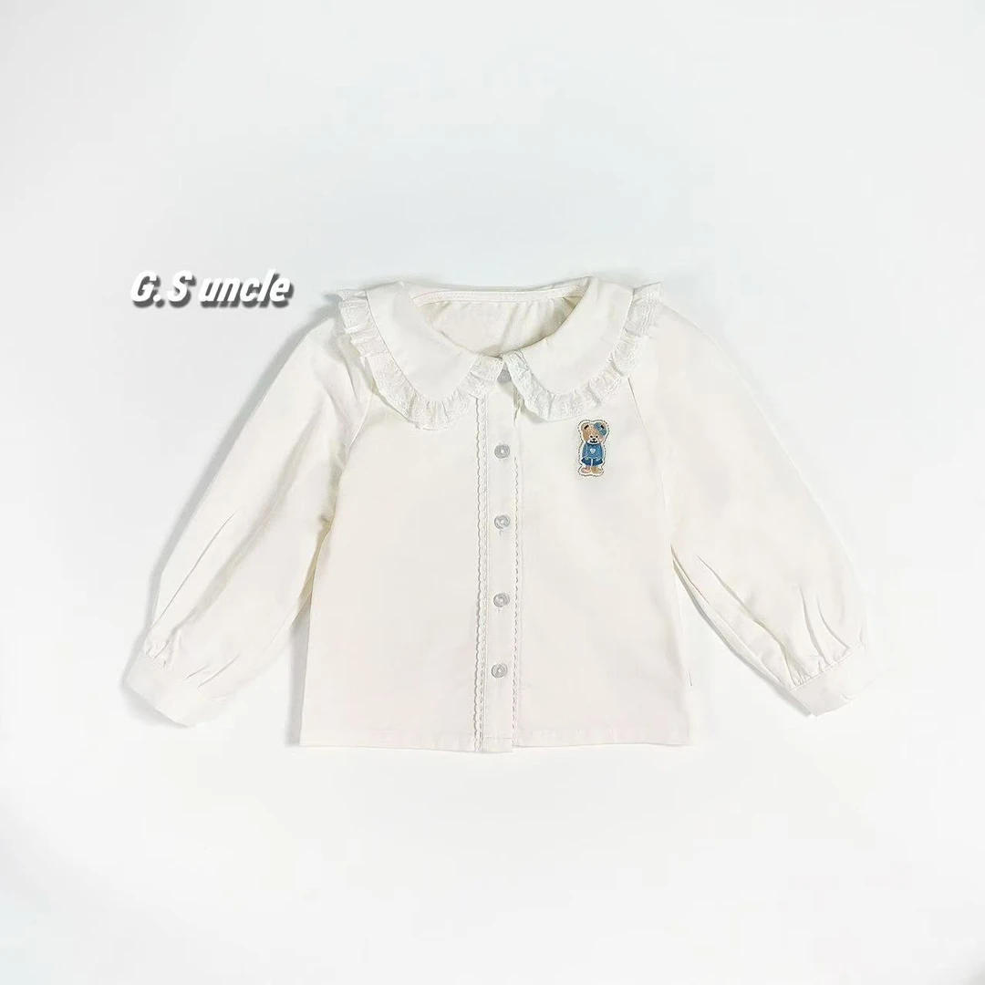 3【】B244儿童新品2025秋冬季衬衫百搭简约风女宝衬衫