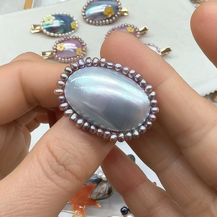 淡水珍珠胸饰银S925镶嵌