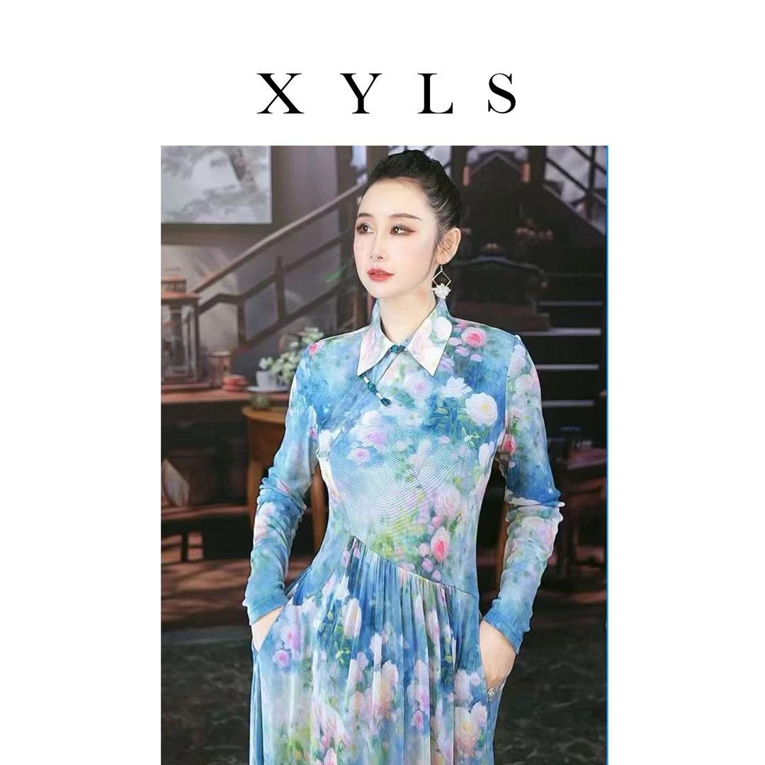 女装弹力网纱连衣裙T006611