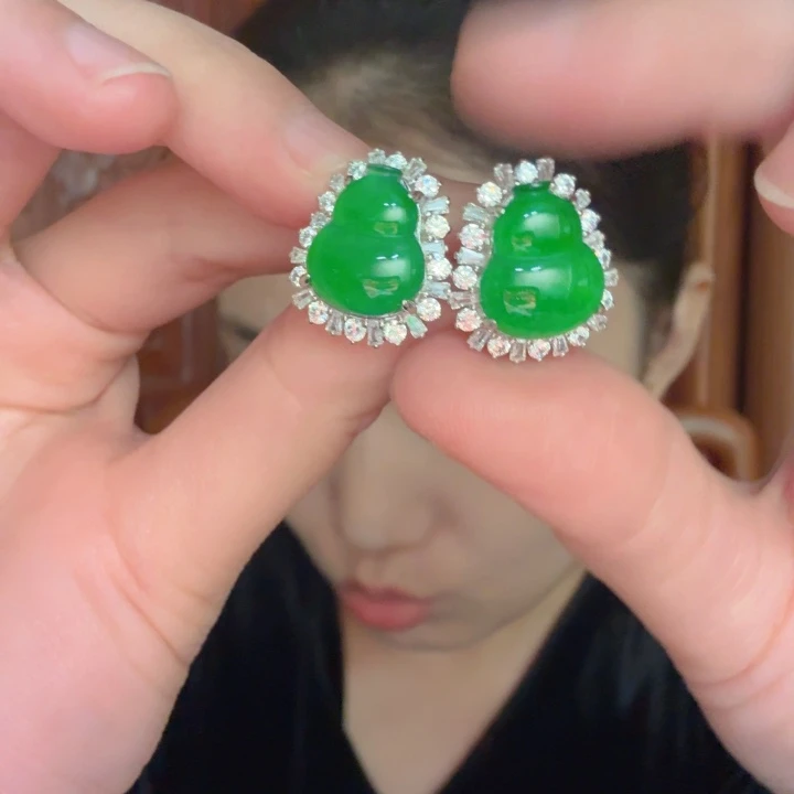 翡翠银S925镶嵌吊坠(不含链)耳饰