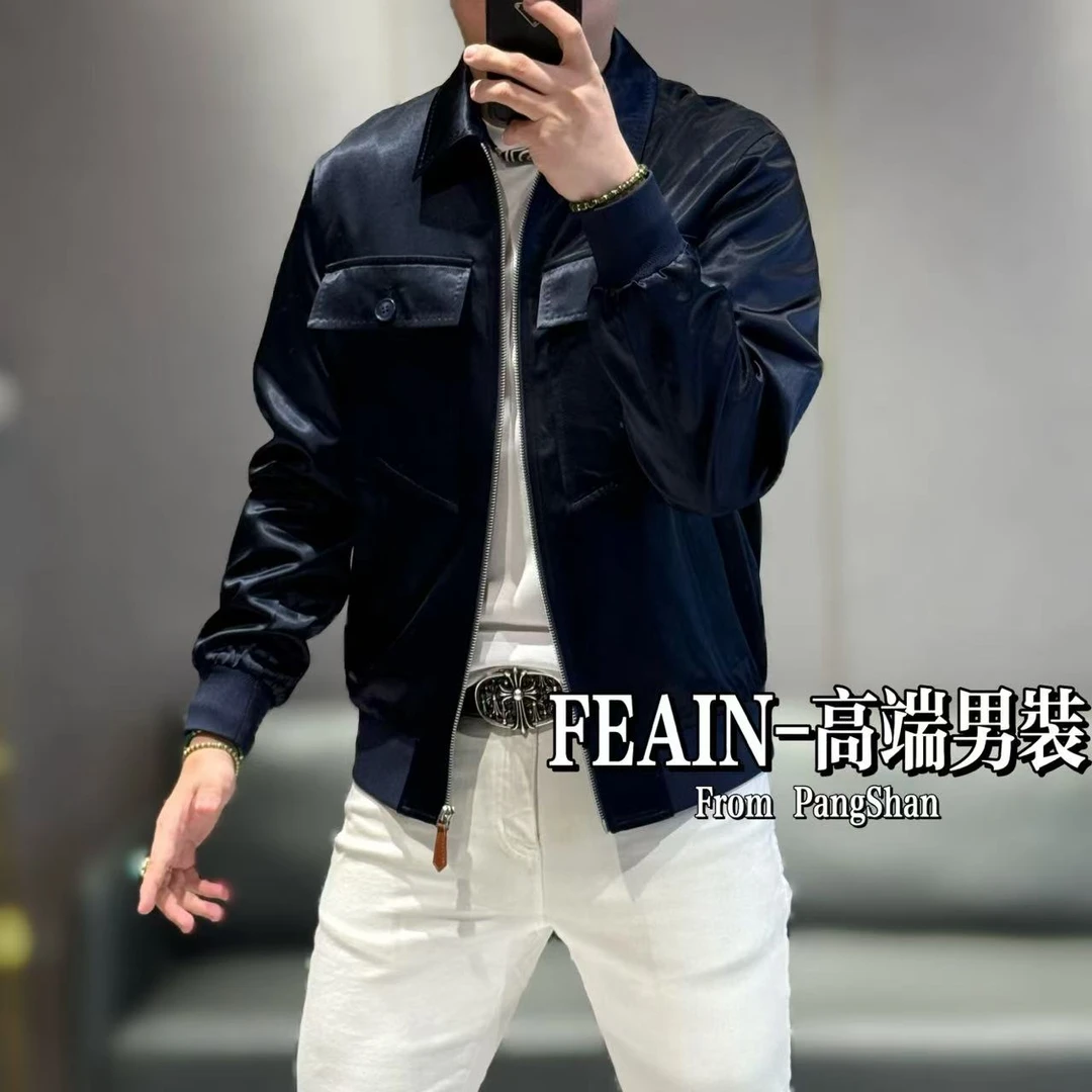 【100·真醋酸】进口重磅醋酸工装风立体修身裁剪工艺拉链夹克5757