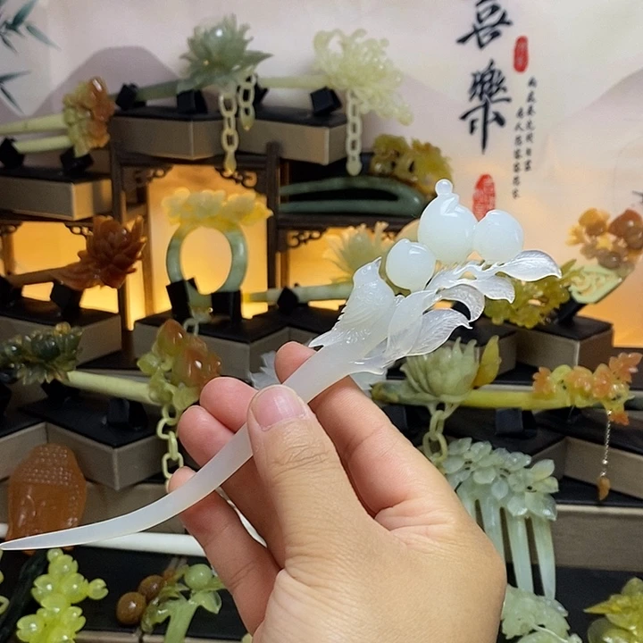 蛇纹石玉合金发饰