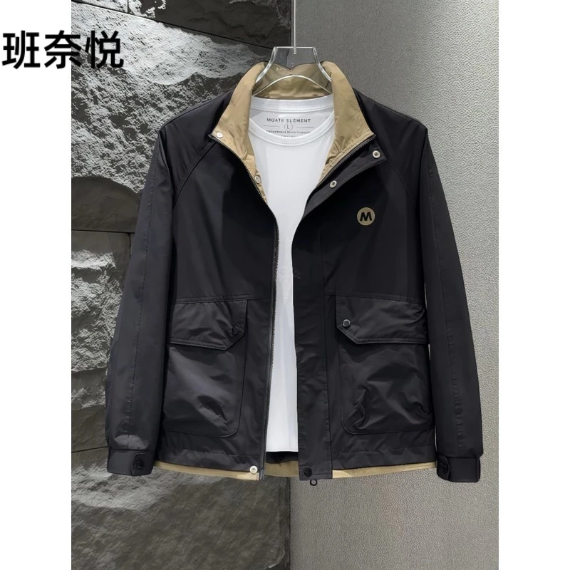 春秋季潮流时尚立领夹克男士潮牌修身百搭大口袋工装薄款休闲外套