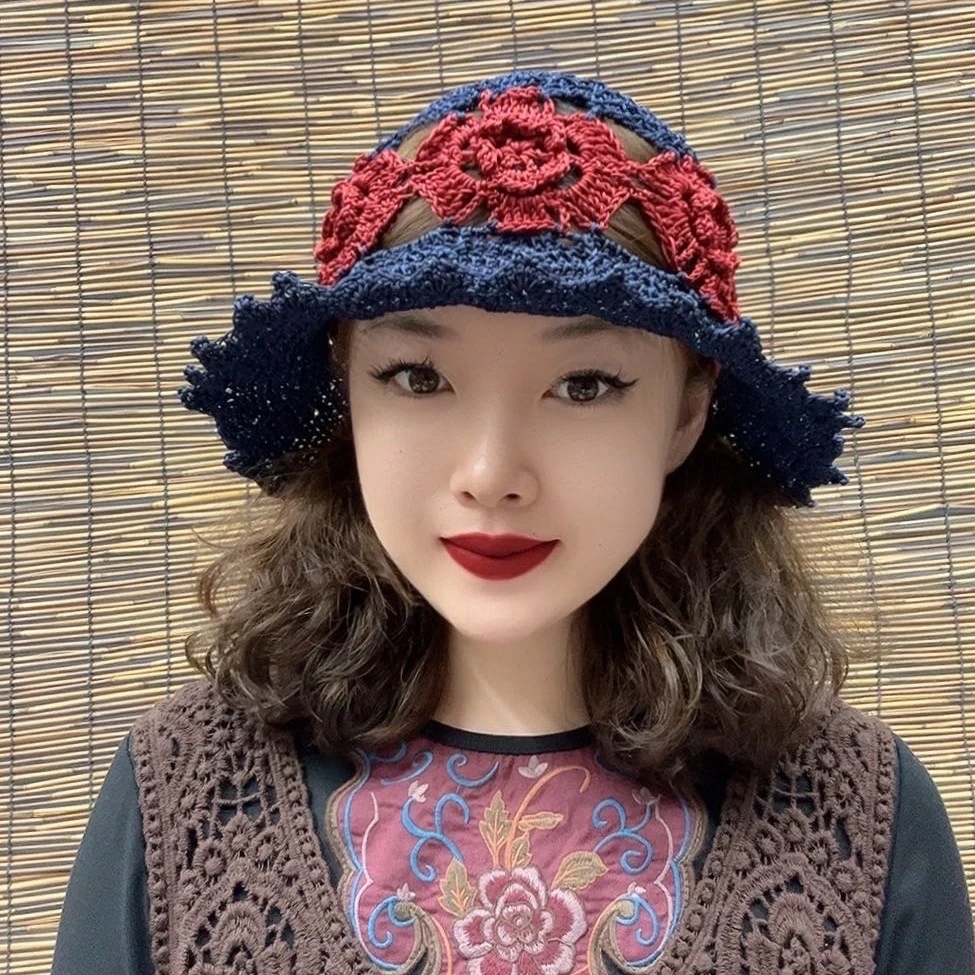 冰丝线芙蓉花渔夫帽（可洗）