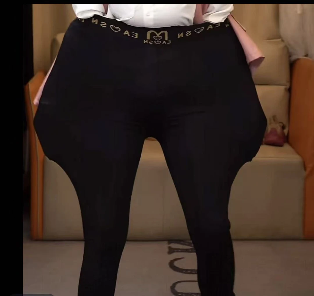 小熊爱心光泽裤 大码 显瘦 高腰 可外穿 高弹