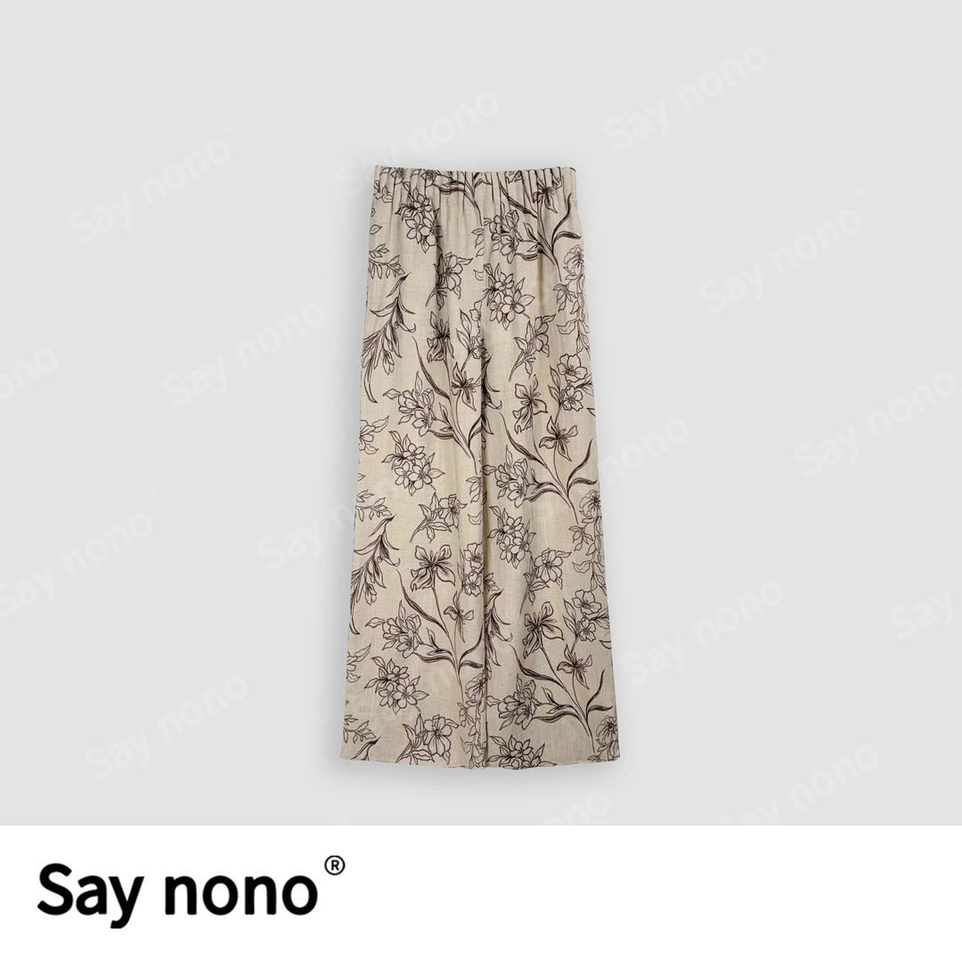 懒猫nono│Saynono 时尚休闲港风复古碎花百搭女士长裤25753