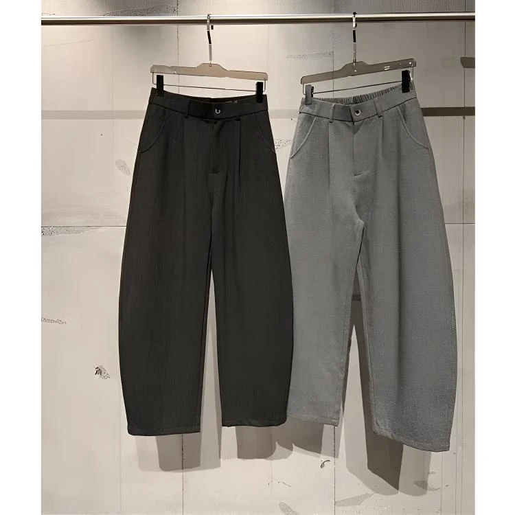 羊毛混纺再生纤维素立体裁剪解构轻柔垂顺廓形宽松休闲休闲长裤男