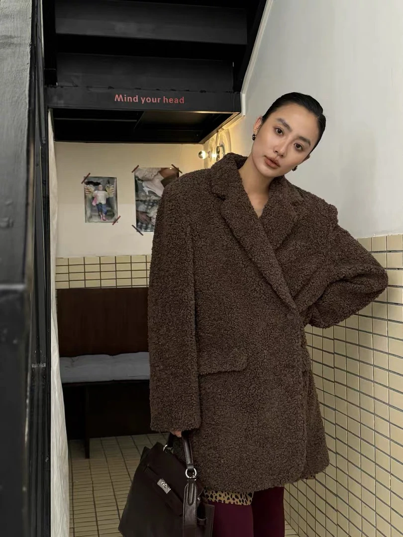 韩版宽松显瘦洋气圈圈毛夹棉加厚保暖外套