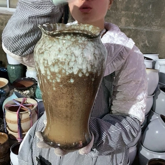 紫砂花盆瑕疵口17高30