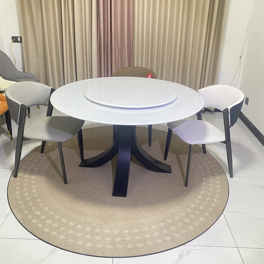 卡蒂斯圆桌天然大理石高级感餐桌家用圆形现代简约轻奢餐桌椅组合