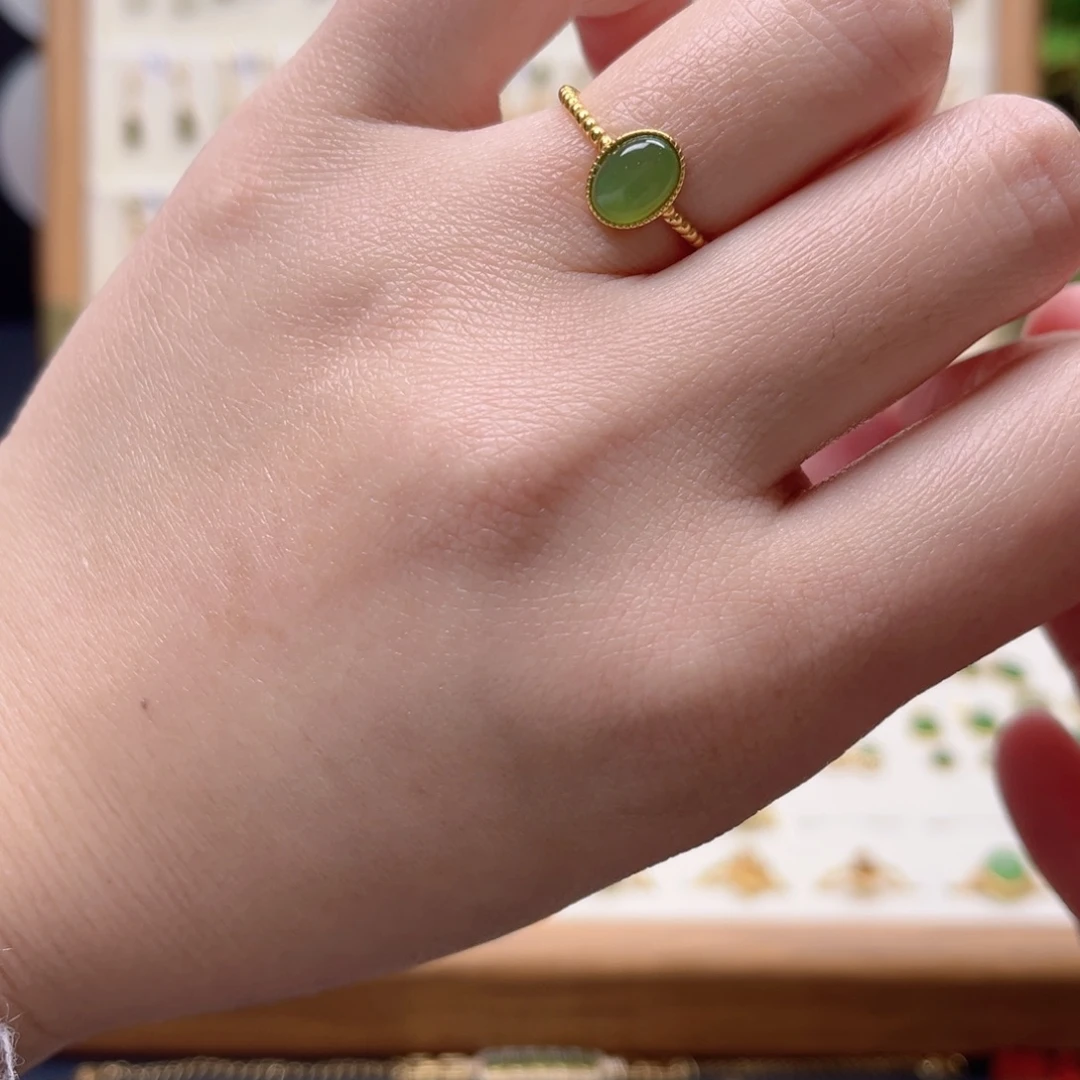 零***C和田玉银S925镶嵌戒指