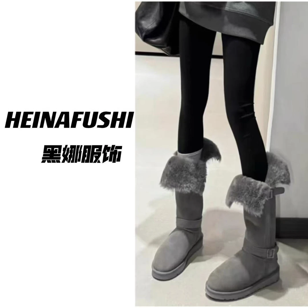 HEINA 复古加绒中筒雪地靴