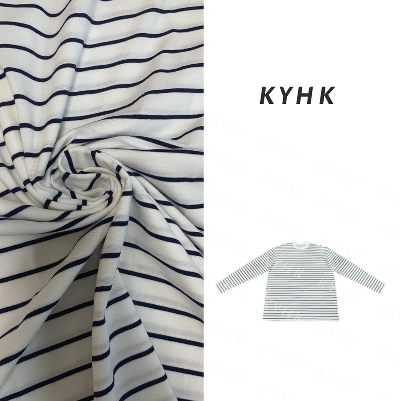 KYHK经典圆领四季条纹虫咬长袖套头外套女250307