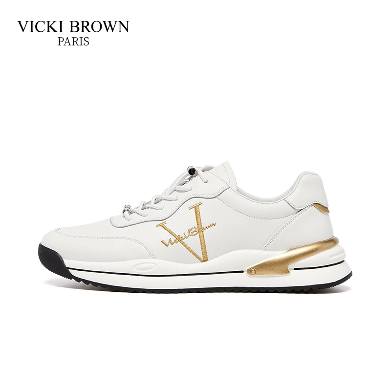 VICKI BROWN轻奢品牌男士休闲鞋手工真皮软底官方正品男鞋小白鞋
