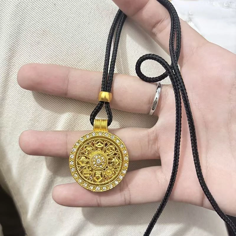 铜合金项链 复古转动八宝罗盘吊坠民族风饰品情侣中国风传承福