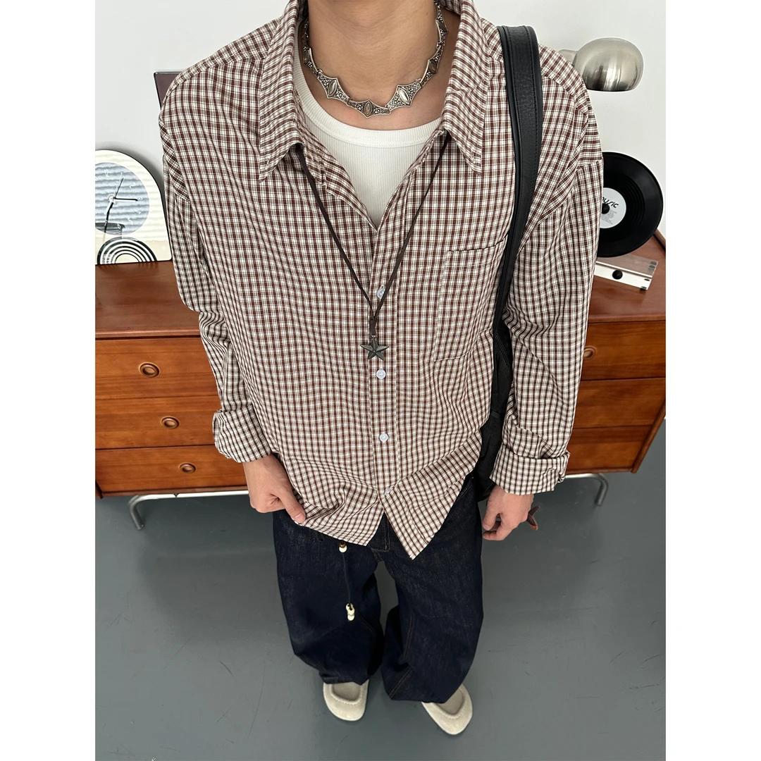 CZ2秋季复古美式美拉德经典格纹衬衫男女宽松休闲通勤长袖衬衣