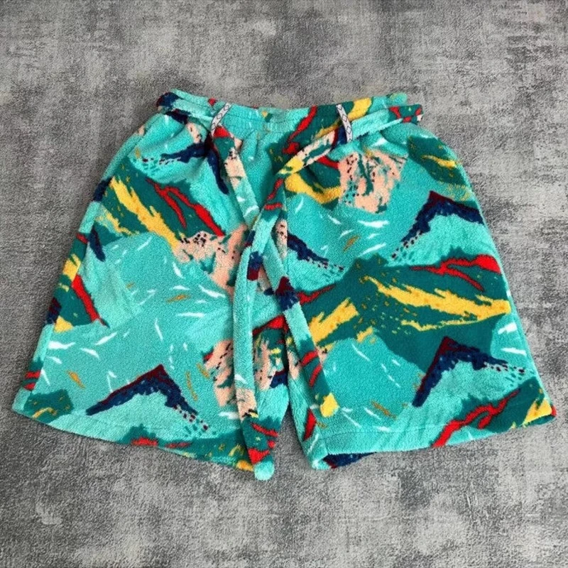 蒂芙尼蓝脏粉柔软细腻小毛毯短裤男夏季新款时尚休闲沙滩五分中裤