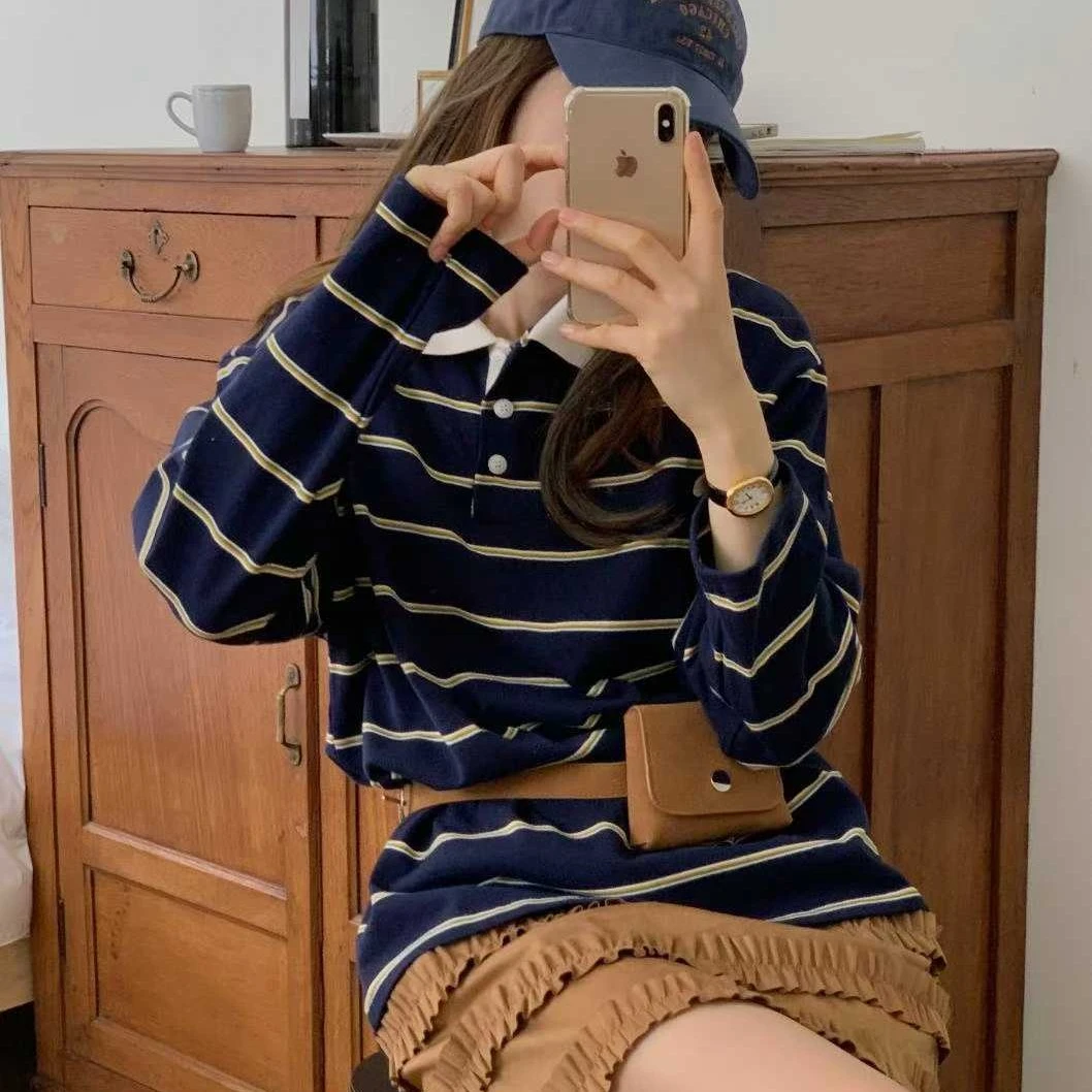 ot-5f-01no退换君子协议接受再拍宽松条纹polo衫