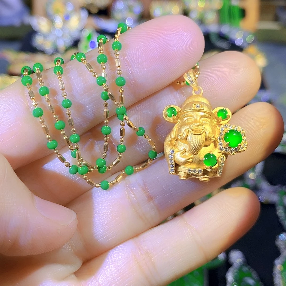 吊坠(不含链)银S925镶嵌翡翠