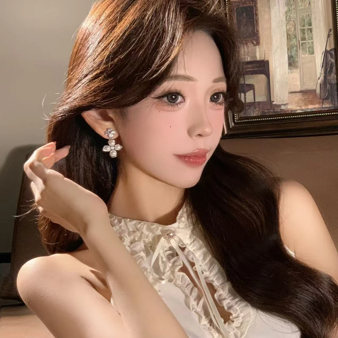 FULL GIRLISH耳环00791珠珠十字架耳钉耳饰