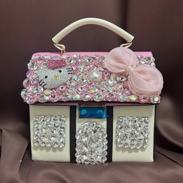 335Diy重工定制镶钻斜挎包时尚潮流百搭个性包包