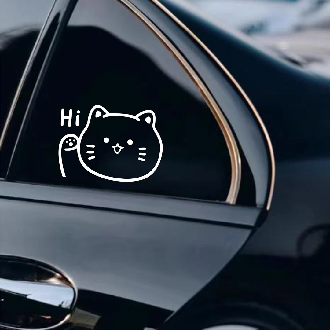 猫咪招手可爱图案车贴车身车身门摩托电动车后挡风窗装饰汽车贴纸